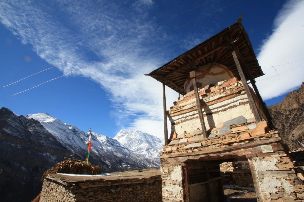 A Chorten on the Annapurna Circuit Trek