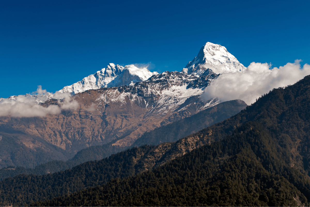 Fish Tail or Machapuchare Mountain View from Ghorepani Village