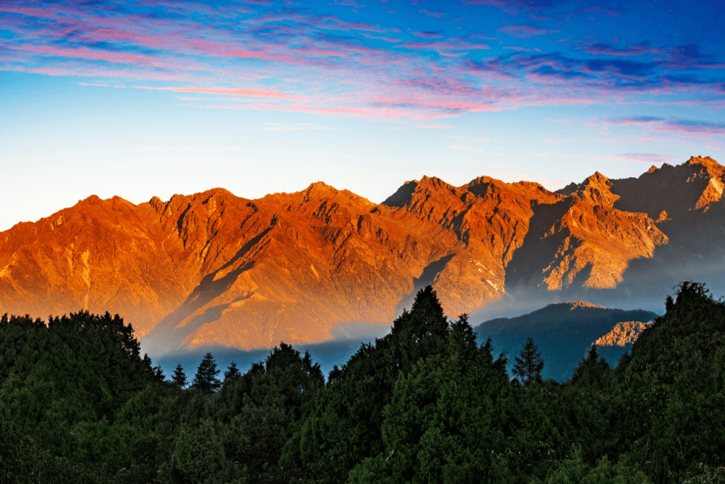 Nepal Helambu mountain range sunrise