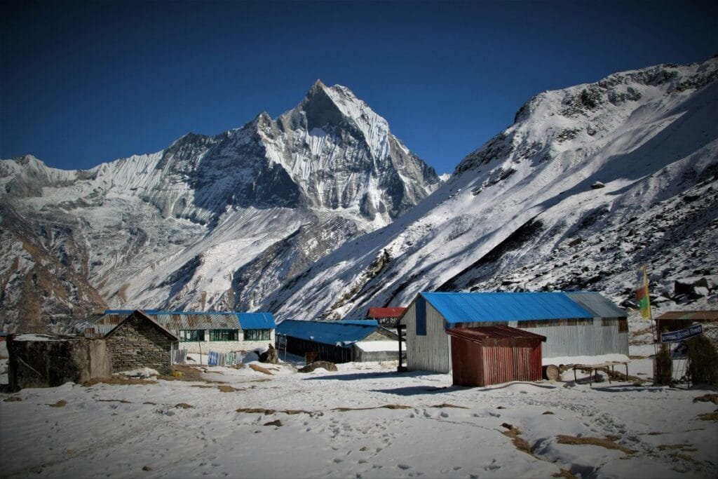 view of Annapurna Base Camp in winter