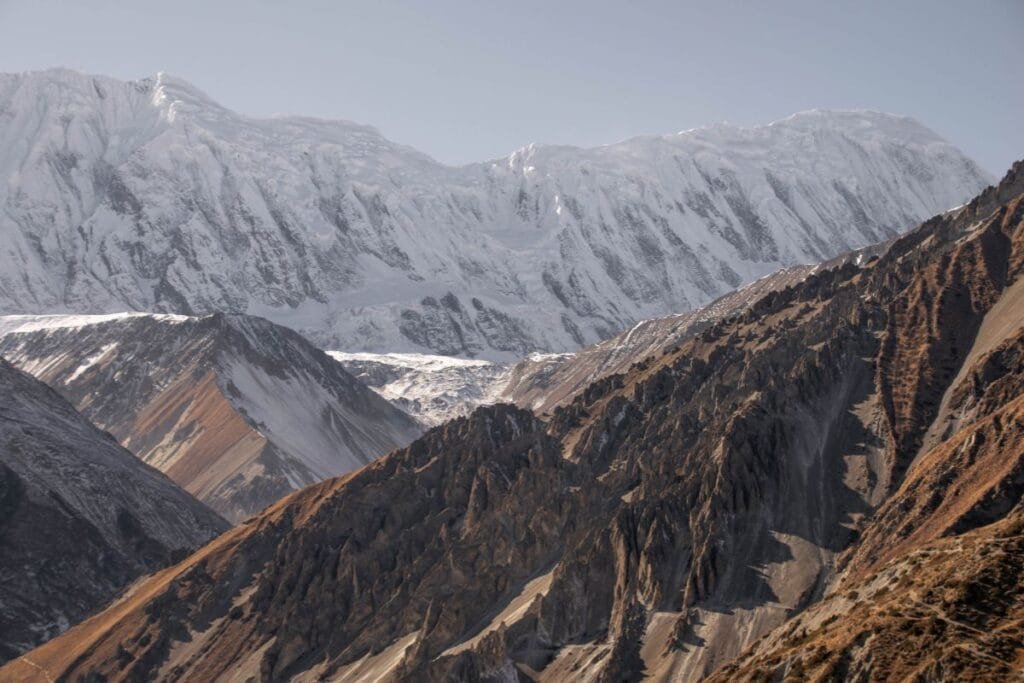 Amazing view of the Tilicho mountain on the way to Tilicho lake. Manang. Nepal