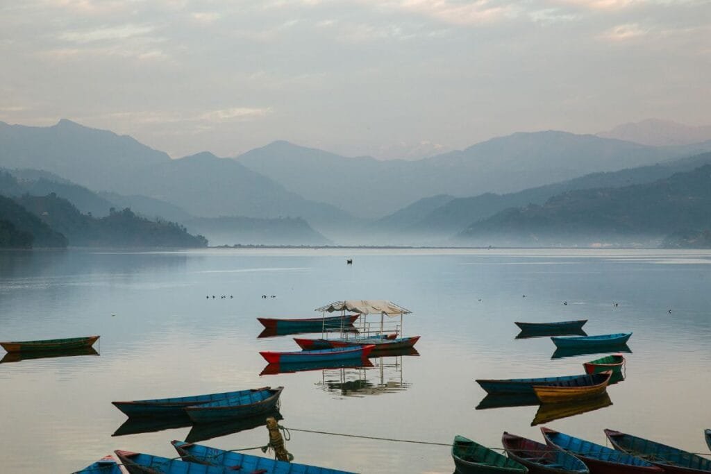 Boats in Phewa Lake, Pokhara