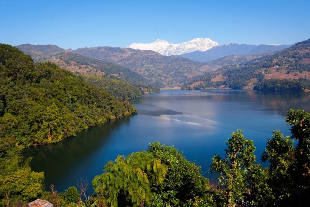 View to the Annapurna Himalayan Range behind the Begnas Tal